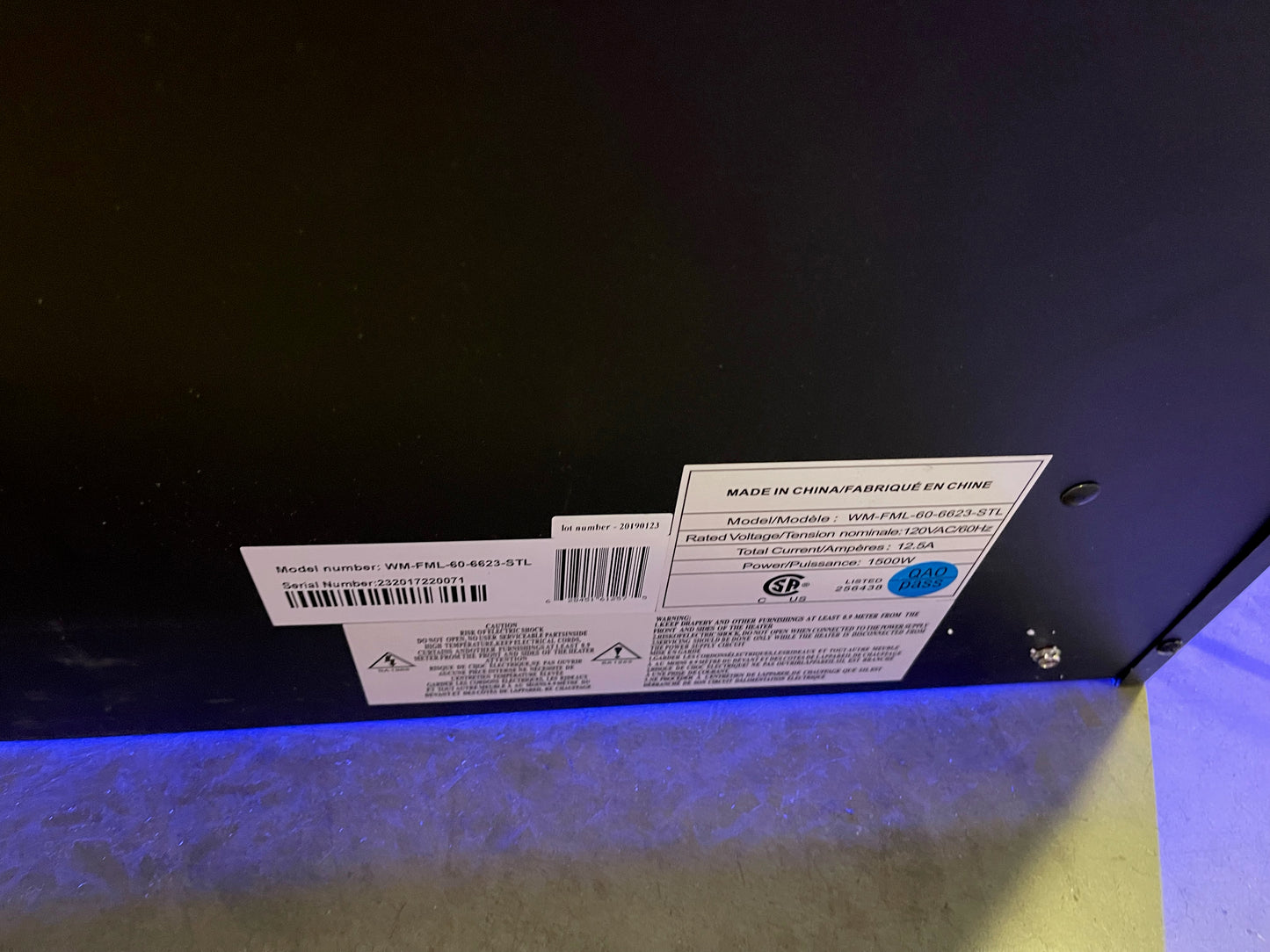 Amantii WM-FML-60-6623-STL-OOB-3 /232017220071 Linear Electric Fireplace
