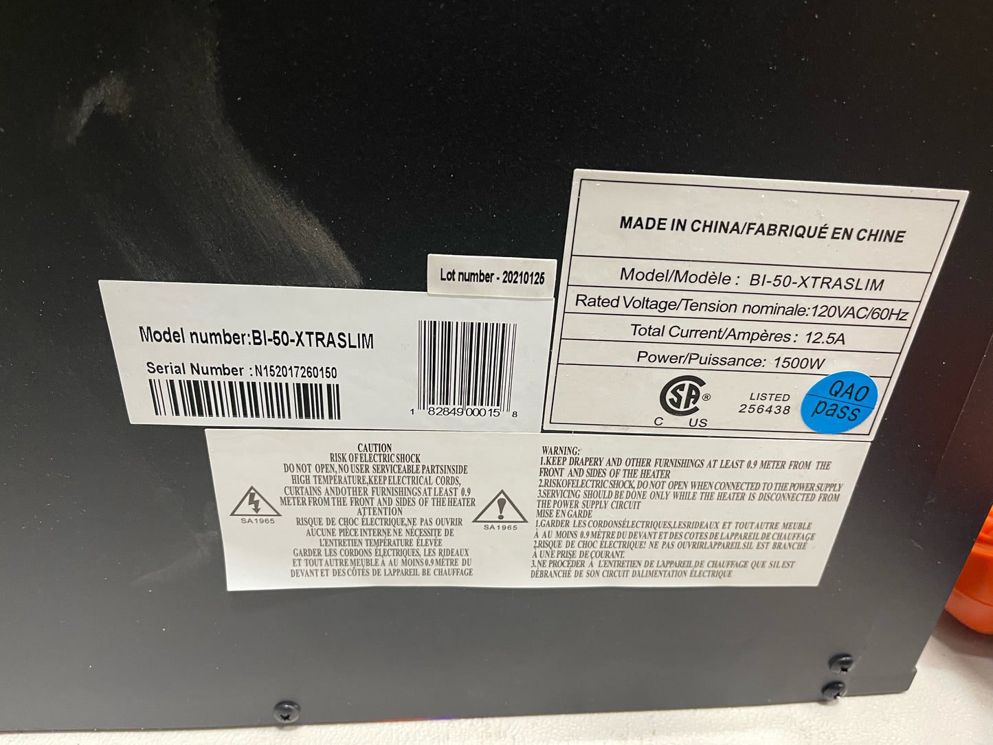 Amantii BI-50-XTRASLIM-OOB-6 – Open Box Price - SN N152017260150 Electric Fireplace