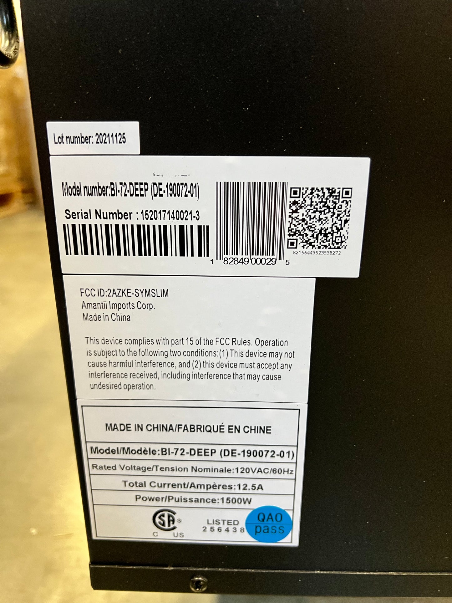 BI-72-DEEP-OD-OOB-5 serial: 152017140021-3